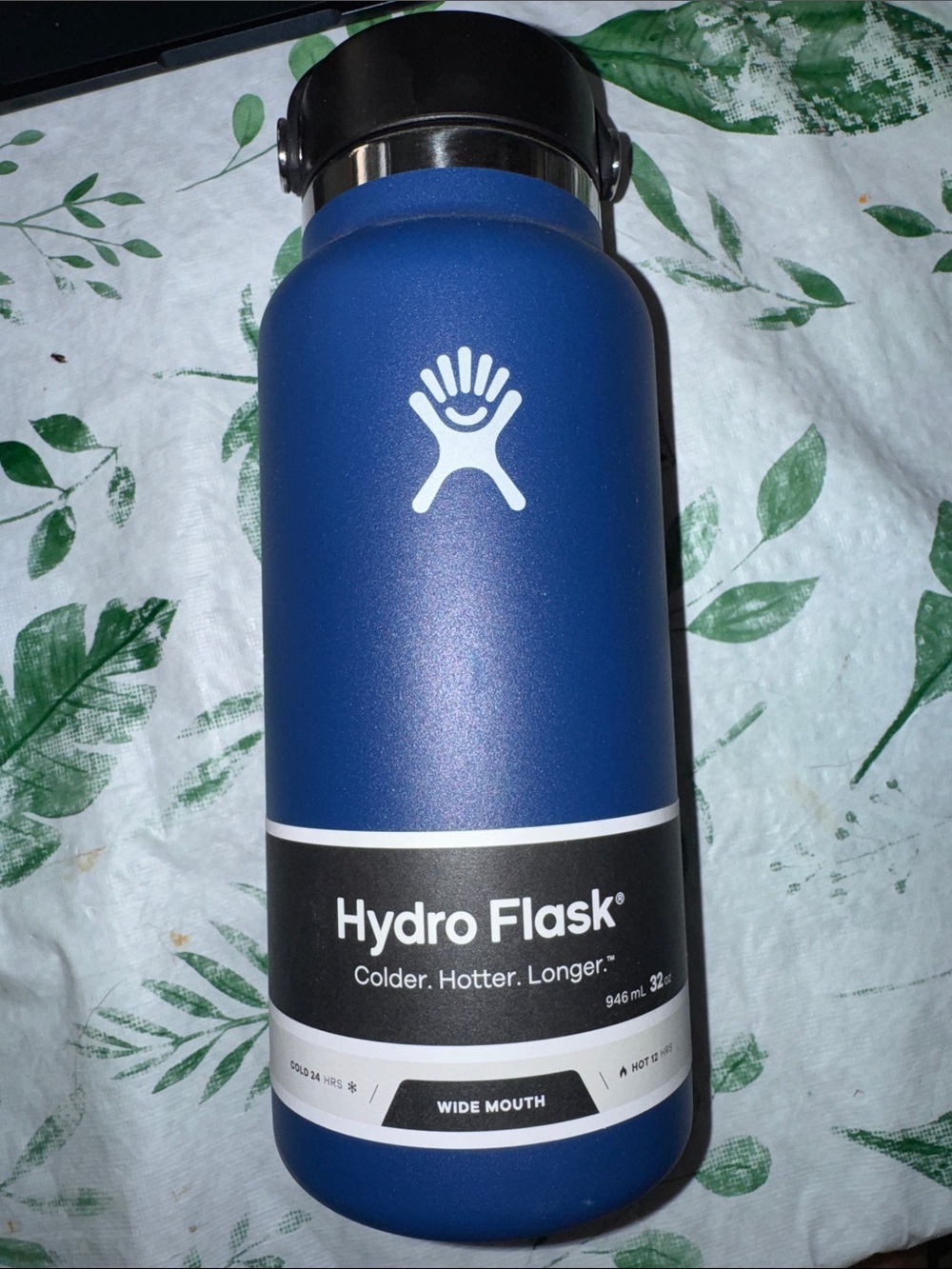 Hydro Flask Cobalt 32oz Wide Mouth Insulated Bottle with Black Cap